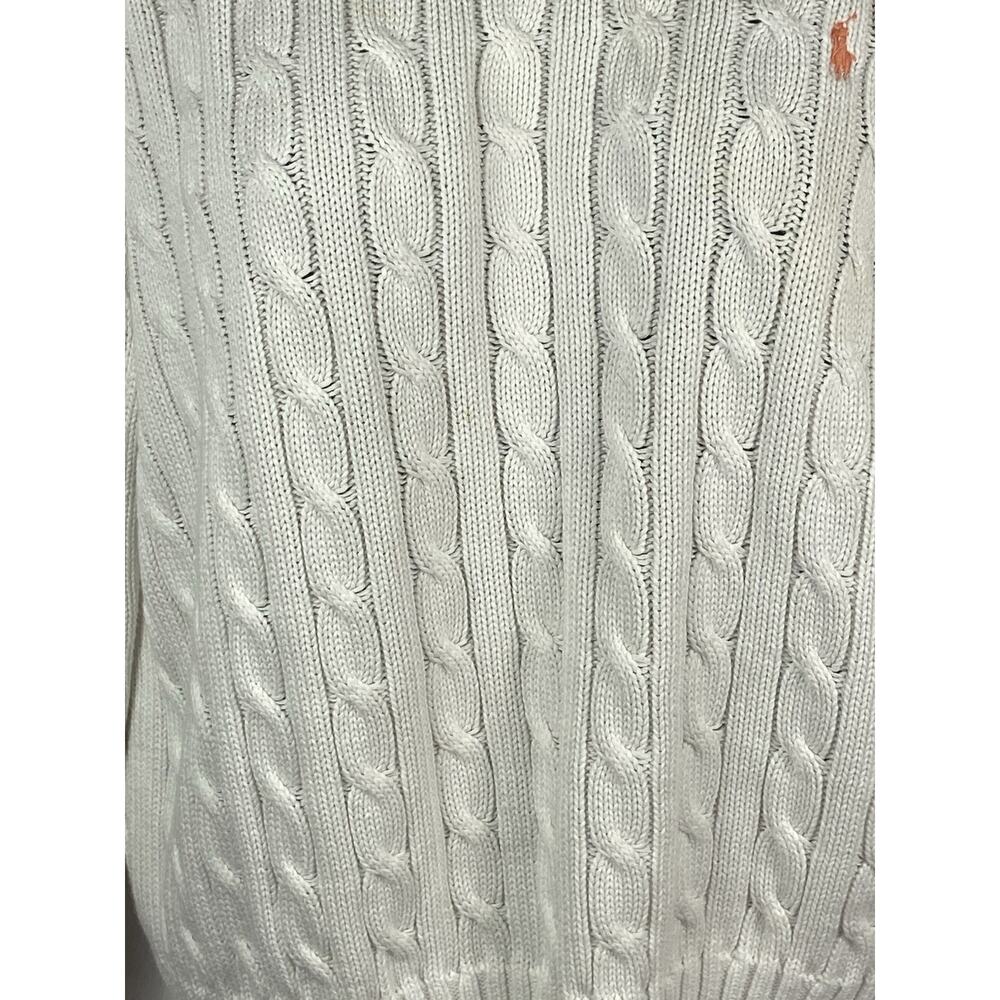 Ralph Lauren Sport 100% Cotton Swater Women’s XL White Cableknit Preppy Heritage - Picture 6 of 10